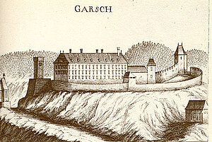 Gars, Kupferstich von Georg Matthäus Vischer, aus: Topographia Archiducatus Austriae Inferioris Modernae, 1672