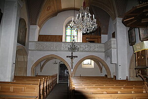 Unteraspang, Pfarrkirche hl. Johannes der Täufer, Blick Richtung spätgotische Orgelempore