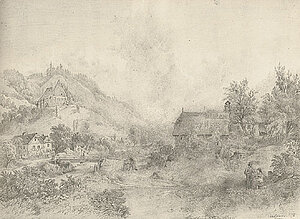 Franz Barbarini, St. Wolfgangskirche in Kirchberg am Wechsel, Bleistift, 1859, NÖLM