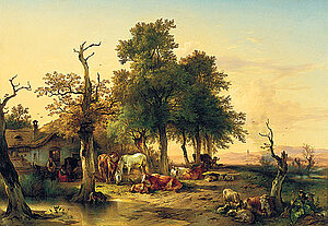 F. Gauermann, Viehweide unter Bäumen, 1849