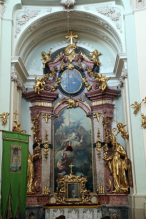 Hafnerberg, Pfarr- und Wallfahrtskirche Unsere Liebe Frau, Seitenaltar mit Altarblatt hl. Donatus, Ignaz Mildorfer, um 1752