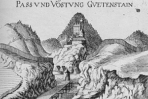 Gutenstein, Kupferstich von Georg Matthäus Vischer, aus: Topographia Archiducatus Austriae Inferioris Modernae, 1672