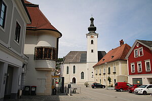 Ybbsitz, Pfarrkirche hl. Johannes der Täufer, spätgotische Hallenkirche, Chor von 1419, Langhaus 1480-96