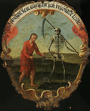 Totenschilder, Totentanz Bettler, Edlitz, Heimatmuseum Neunkirchen