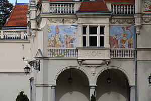 Berndorf, Kaiser-Franz-Joseph-Jubiläums-Theater, nach Plänen von Helmer und Fellner 1897-98 errichtet - Fassadendetail