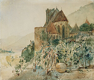Rudolf Alt, St. Michael in der Wachau, Aquarell über Bleistift/Papier, 1841