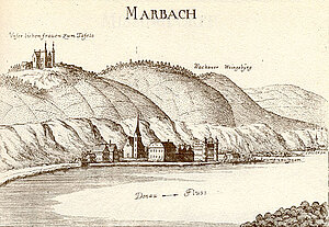 Maria Taferl und Marbach, Kupferstich von Georg Matthäus Vischer, aus: Topographia Archiducatus Austriae Inferioris Modernae, 1672