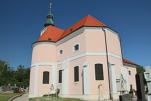 Reisenberg, Pfarrkirche hl. Pankratius, romanisch-gotische Wehrkirche, 1703 barockisiert