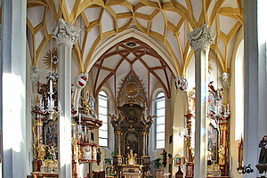 Gaming, Pfarrkirche hll. Philipp und Jakob, spätgotische Hallenkirche, Barockisierung 1712