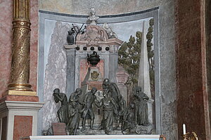 Groß-Siegharts, Pfarrkirche hl. Johannes d. Täufer, Grabmal für Johann Michael I. von Grosser, 1786, Karl Georg Merville zugeschrieben