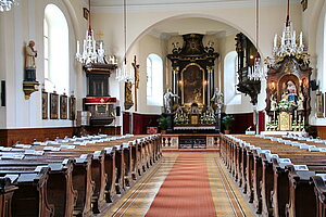 Zell Markt, Pfarrkirche hl. Florian, 1784-1786 errichtet, Blick in das Kircheninnere