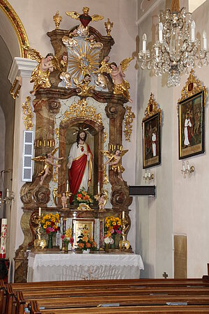 Bad Großpertholz, Pfarrkirche Hll. Bartholomäus und Thomas, Seitenaltar, Mitte 18. Jh., Christus Salvator 1884