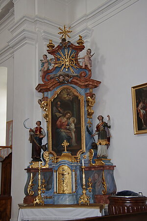 Inzersdorf ob der Traisen, Pfarrkirche hl. Petrus, Seitenaltar, neobarock, um 1900
