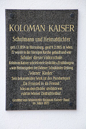 Großrußbach, Gedenkstein für den Heimatdichter Koloman Kaiser