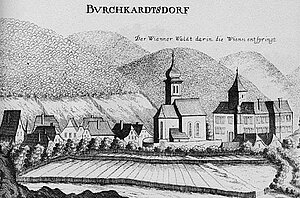 Purkersdorf, Kupferstich von Georg Matthäus Vischer, aus: Topographia Archiducatus Austriae Inferioris Modernae, 1672