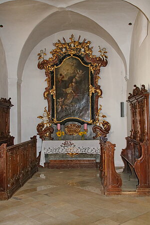 St. Valentin-Landschach, Pfarrkirche hl. Valentin, Barbara-Kapelle, Barbara-Altar, 1783