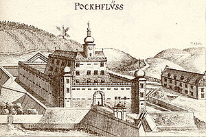 Schloss Bockfließ, Vischer, Kupferstich, 9,9x14,9 cm (Bild), 1672, NÖLb