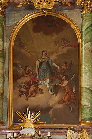 Opponitz, Pfarrkirche hl. Kunigunde, Hochaltarblatt mit Darstellung der hl. Kunigunde, August Bauer, 1854