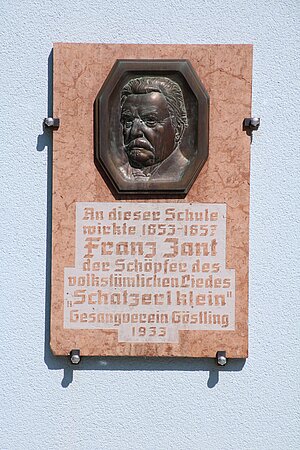 Göstling an der Ybbs, Gedenksten für den Komponisten Franz Zant, an der Volksschule