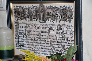 Kirchschlag, Pfarrkirche hl. Nikolaus, Kupferstich mit Text zu Gnadenbild