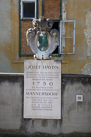 Mannersdorf, Gedenktafel für den Aufenthalt Josef Haydns im Wildbad