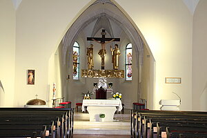 Niederkreuzstetten, Pfarrkirche hl. Jakob der Ältere, Blick in den gotischen Chor