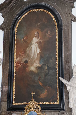 Schwechat, Pfarrkirche hl. Jakobus der Ältere, Seitenaltar mit Altarbild Maria Immaculata, Martin Johann Schmidt, 1764