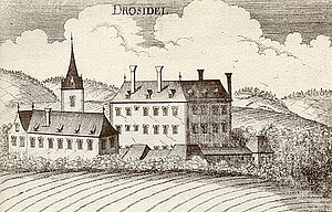 Schloss Drösiedl, Kupferstich von Georg Matthäus Vischer, aus: Topographia Archiducatus Austriae Inferioris Modernae, 1672