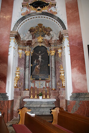 Stift Altenburg, Seitenaltar Kreuzigung Christi, bez. de Kerle, 1765