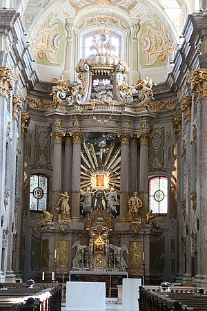 Sonntagberg, Pfarr- und Wallfahrtskirche zur Hl. Dreifaltigkeit und Michael, Hochaltar von Michael Hefele, 1751-57