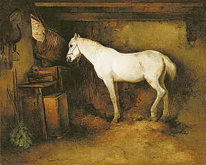 F. Gauermann, Schimmel im Stall, 1833