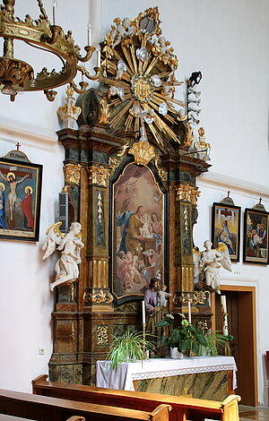 Mauer bei Melk, Pfarrkirche Mariä Geburt, Seitenaltar, Altarblatt Hl. Josef mit Jesusknaben, Johann Georg Faisz, um 1756