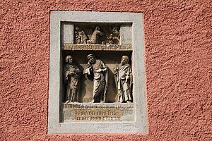 Gottsdorf, Pfarrkirche Hll. Petrus und Paulus, Epitaph mit Schmerzensmann, 1386