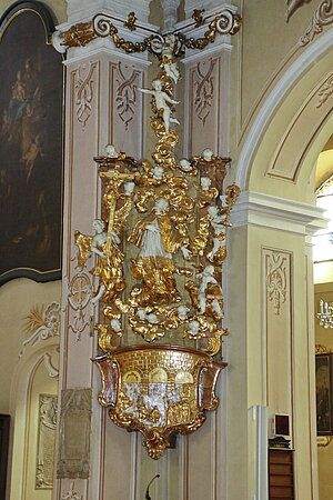 Kirchberg am Wagram, Pfarrkirche hl. Stephan, Blindkanzel, spätbarock