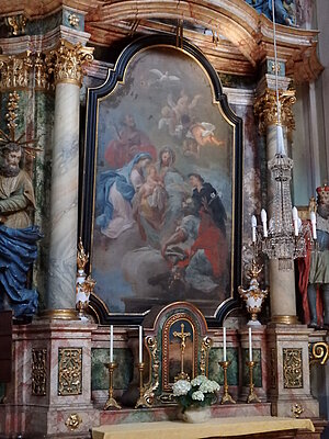 Maria Jeutendorf, Pfarr- und Wallfahrtskirche Schmerzhafte Muttergottes, Altarbild des Annenaltars, Johann Georg Schmidt, 1724