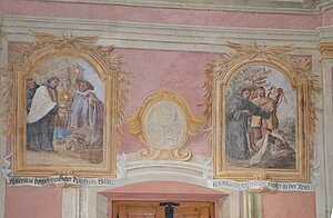 Asparn an der Zaya, Pfarrkirche hl. Pankratius, Antoniuskapelle, Szenen aus dem Leben des hl. antonius von Padua, 4. Viertel 17. Jh.