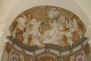 Maria Roggendorf, Pfarr- und Wallfahrtskirche Mariae Geburt, Apsisfresken, Alexander Rudroff, um 1800