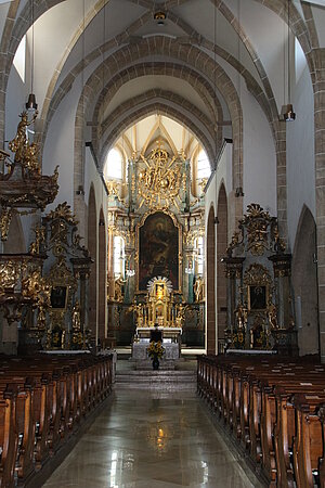 Neunkirchen, Pfarrkirche Mariae Himmelfahrt, Bau ab 12. Jh., Gewölbe Ende 15./Anf. 16. Jh.