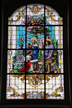 Pöchlarn, Pfarrkirche Mariae Himmelfahrt, Glasfenster 1911