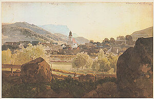 Thomas Ende, Würnsdorf am Ostrong, Aquarell, 24x37,5 cm, um 1830