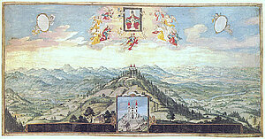 Josef Gottfried Prechler, Sonntagberg und seine Umgebung, Tempera auf Pergament, 1727