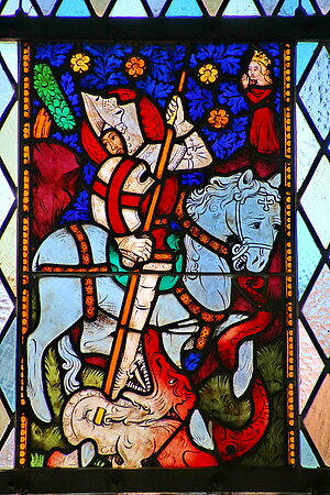 Feistritz am Wechsel, Pfarrkirche hl. Ulrich, Glasfenster hl. Georg, 19. Jh.