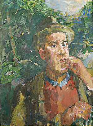 Oskar Kokoschka, Selbstbildnis mit Stock, 1935