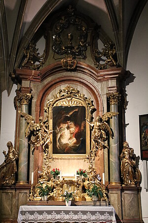 Brunn am Gebirge, Pfarrkirche hl. Kunigunde, Seitenaltar mit Beweinung Christi, Johann Christoph Brandl, 17. Jh.