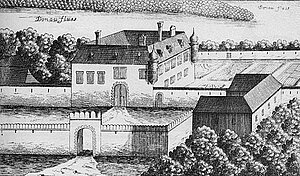 Bad Deutsch-Altenburg, Kupferstich von Georg Matthäus Vischer, aus: Topographia Archiducatus Austriae Inferioris Modernae, 1672