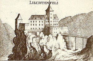 Burg Lichtenfels, Kupferstich von Georg Matthäus Vischer, aus: Topographia Archiducatus Austriae Inferioris Modernae, 1672
