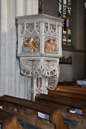 Eggenburg, Pfarrkirche hl. Stephanus, Kanzel mit Kirchenvätern, 1515