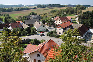 Purk, Blick von der Pfarrkirche über den Markt