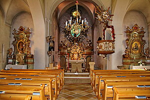 Gaaden, Pfarrkirche hl. Jakobus der Ältere, Blick gegen den Hochaltar