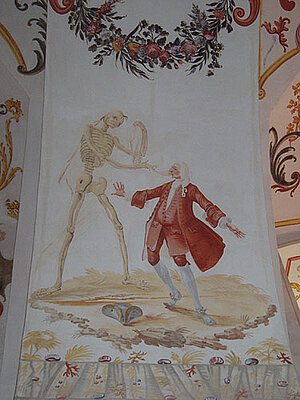 Stift Altenburg, Krypta, Detail aus dem Totentanzfresko